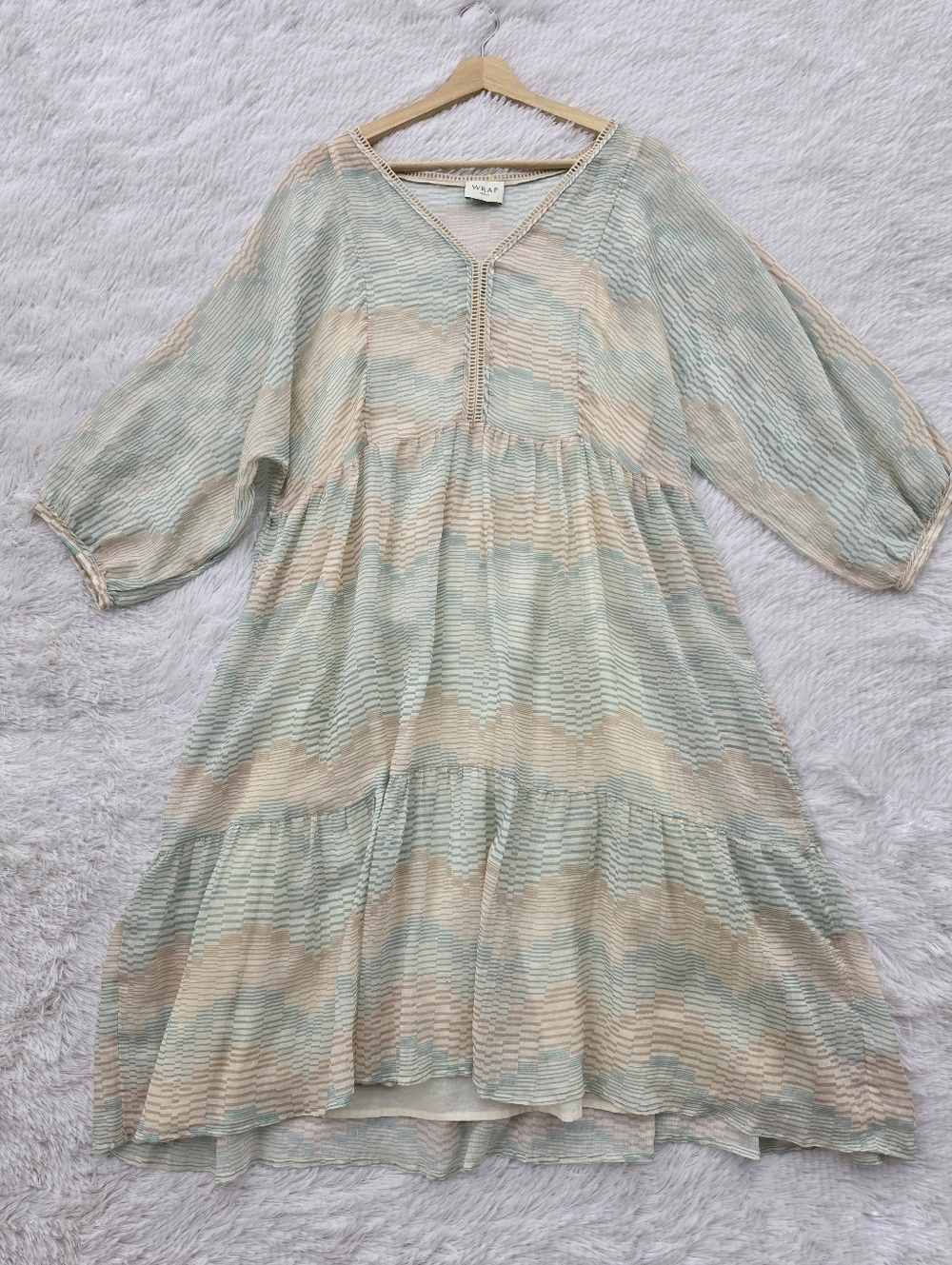 Wrap London Ramie Tiered Babydoll Midi Dress